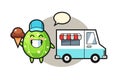 Mascot cartoon of cactus with ice cream truck