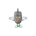 Mascot cartoon character design of black mouse making a silent gesture Royalty Free Stock Photo