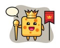 Mascot cartoon of cheese as a king