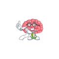 Mascot cartoon concept of brain with menu list