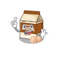 Mascot cartoon concept hazelnut milk in One Finger gesture