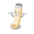 Mascot cartoon design of asthma inhaler with Wink eye