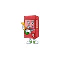 Mascot cartoon design of toy claw machine having a bottle of beer