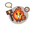 Mascot cartoon of fire as a judge