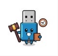 Mascot cartoon of flash drive usb as a judge
