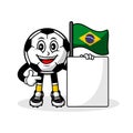 Mascot cartoon football brazil flag with banner