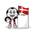 Mascot cartoon football denmark flag with banner