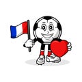 Mascot cartoon football love france flag design Royalty Free Stock Photo