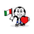 Mascot cartoon football love italy flag design Royalty Free Stock Photo