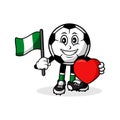 Mascot cartoon football love nigeria flag design