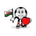 Mascot cartoon football love wales flag design