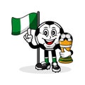 Mascot cartoon football nigeria flag with trophy winner