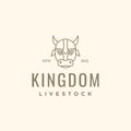 mascot cartoon head cow horned livestock farm helmet hipster logo design vector icon illustration