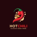 Mascot cartoon Hot fire chili logo vector