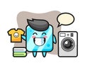Mascot cartoon of ice cube with washing machine