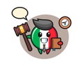 Mascot cartoon of italy flag badge as a judge