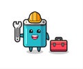 Mascot cartoon of power bank as a mechanic