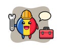 Mascot cartoon of romania flag badge as a mechanic Royalty Free Stock Photo