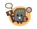 Mascot cartoon of SD card as a judge