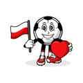 Mascot cartoon soccer love polandia flag design illustration