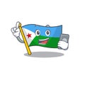 Mascot cartoon style of flag djibouti speaking with phone