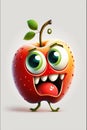 Mascot cartoon vector illustration Cute funny apple character isolated background