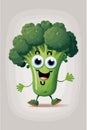 Mascot cartoon vector illustration Cute funny broccoli character isolated background Royalty Free Stock Photo