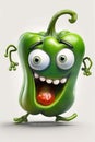 Mascot cartoon vector illustration Cute funny green pepper character isolated background Royalty Free Stock Photo