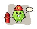 Mascot character of cactus as a firefighter