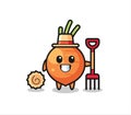 Mascot character of carrot as a farmer