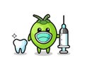 Mascot character of coconut as a dentist