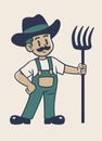 Mascot Character of Farmer in Retro Vintage Style