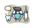 Mascot character of finland flag badge as a dentist