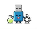 Mascot character of flash drive usb as a scientist