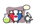 Mascot character of france flag badge as a scientist