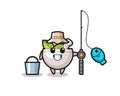 Mascot character of herbal bowl as a fisherman