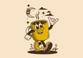 mascot character illustration of walking coffee mug