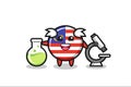 Mascot character of malaysia flag badge as a scientist