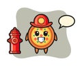 Mascot character of pizza as a firefighter