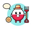 Mascot character of poland flag badge as a farmer Royalty Free Stock Photo