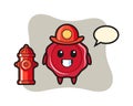 Mascot character of sealing wax as a firefighter