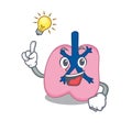 Mascot character of smart lung has an idea gesture