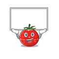 Mascot character of tomato kitchen timer rise up a white board