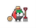 Mascot character of uae flag badge as a farmer