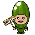 Cute mascot cucumber costume with wooden board sale