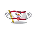 Mascot of crazy face flag french polynesia Scroll Cartoon character style
