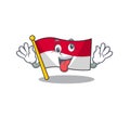 Mascot of crazy face flag monaco Scroll Cartoon character style