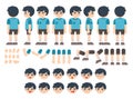 Mascot creation kit of little boy for different pose, emotions and gestures. Royalty Free Stock Photo