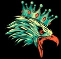 Mascot with crowned American eagle on black background. vector illustration Royalty Free Stock Photo