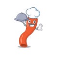 Mascot design of appendix chef serving food on tray